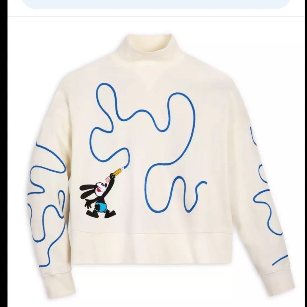 Disney100 Oswald the Lucky Rabbit Cropped Sweatshirt XL Cream Unisex